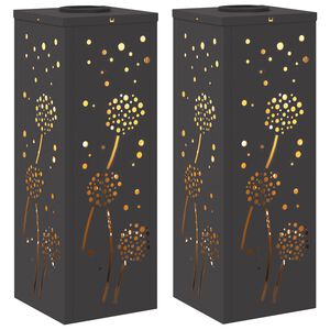 vidaXL Lumi&egrave;re de chemin LED solaire 2 pcs Noir Acier lamin&eacute; &agrave; froid