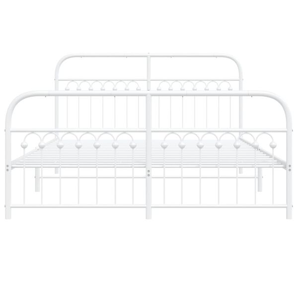vidaXL Cadre de lit m&eacute;tal sans matelas et pied de lit blanc 160x200 cm