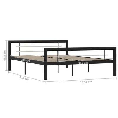 vidaXL Cadre de lit Noir et blanc Métal 160 x 200 cm