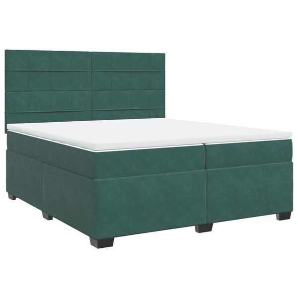 vidaXL Sommier &agrave; lattes de lit et matelas Vert fonc&eacute; 200x200cm Velours
