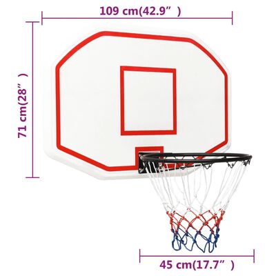 vidaXL Panneau de basket-ball Blanc 109x71x3 cm Polyéthylène