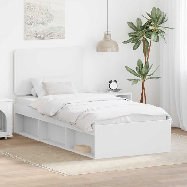 vidaXL Cadre de lit Blanc 100 x 200 cm Bois de pin massif