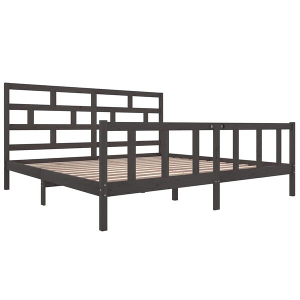 vidaXL Cadre de lit sans matelas gris bois massif 200x200 cm