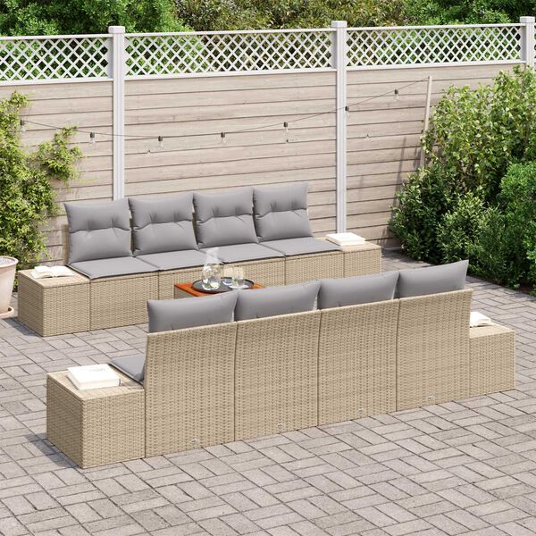 vidaXL Ensemble de canap&eacute; de jardin 9 pcs Beige et Gris clair