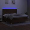 vidaXL Sommier &agrave; lattes de lit matelas et LED Marron fonc&eacute; 160x200 cm
