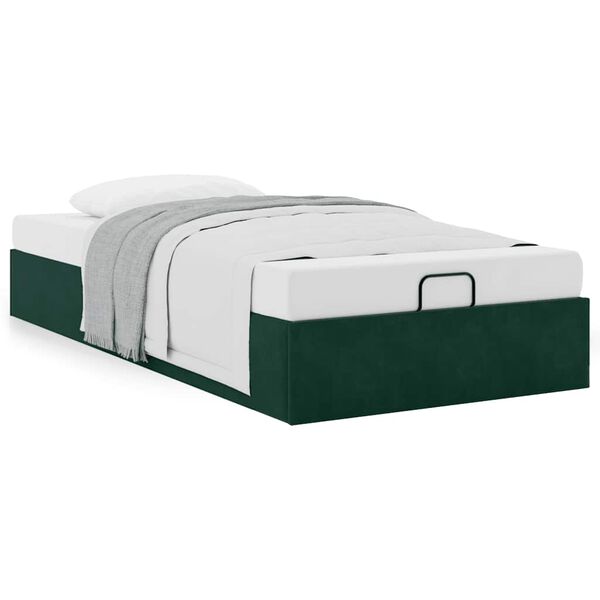 vidaXL Cadre de lit ottoman sans matelas vert fonc&eacute; 100x200 cm velours