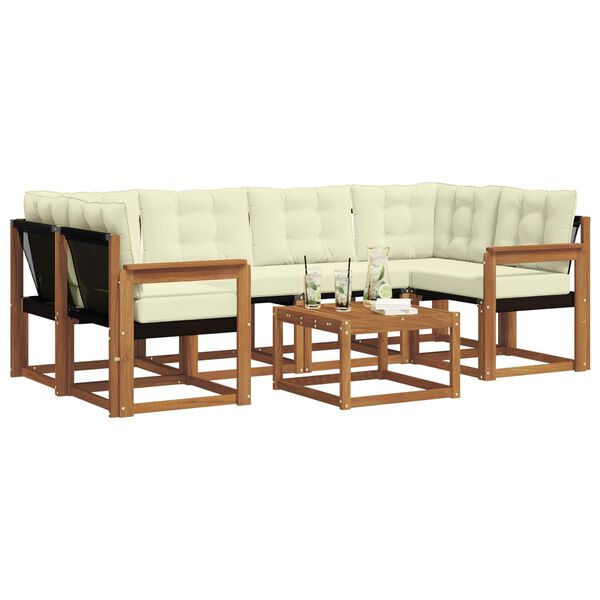 vidaXL Ensemble de canap&eacute;s d'ext&eacute;rieur 7 pcs Naturel et Cr&egrave;me