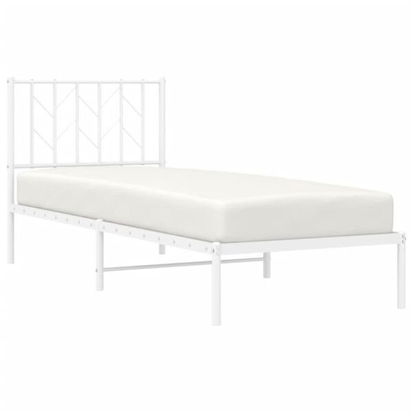 vidaXL Cadre de lit métal sans matelas avec tête de lit blanc 80x200cm
