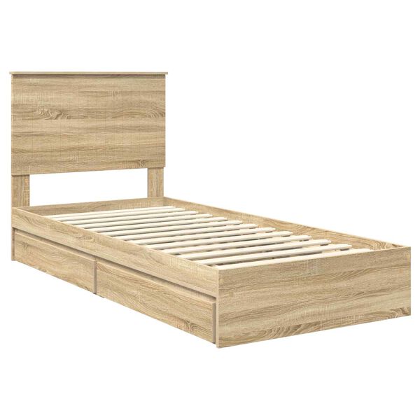 vidaXL Lit de Rangement Ch&ecirc;ne Sonoma 90 x 200 cm Bois d'ing&eacute;nierie