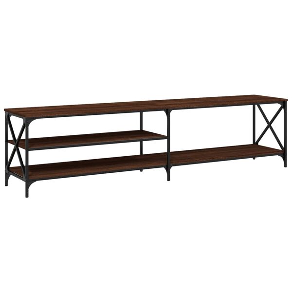 vidaXL Meuble TV ch&ecirc;ne marron 200x40x50 cm bois d'ing&eacute;nierie et m&eacute;tal