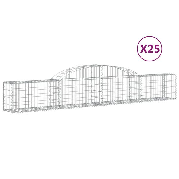 vidaXL Paniers &agrave; gabions arqu&eacute;s 25 pcs 300x30x40/60 cm fer galvanis&eacute;