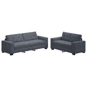 vidaXL Ensemble canap&eacute; 2 pcs avec coussins velours gris fonc&eacute;