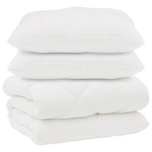 vidaXL Couette avec Oreillers 3 pc Blanc Microfibre et Plumes D'oie