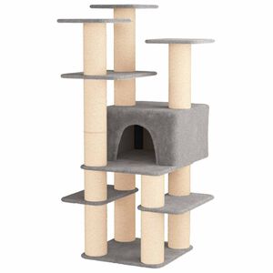 vidaXL Arbre &agrave; chat avec poteaux &agrave; griffer en sisal Gris clair 161 cm