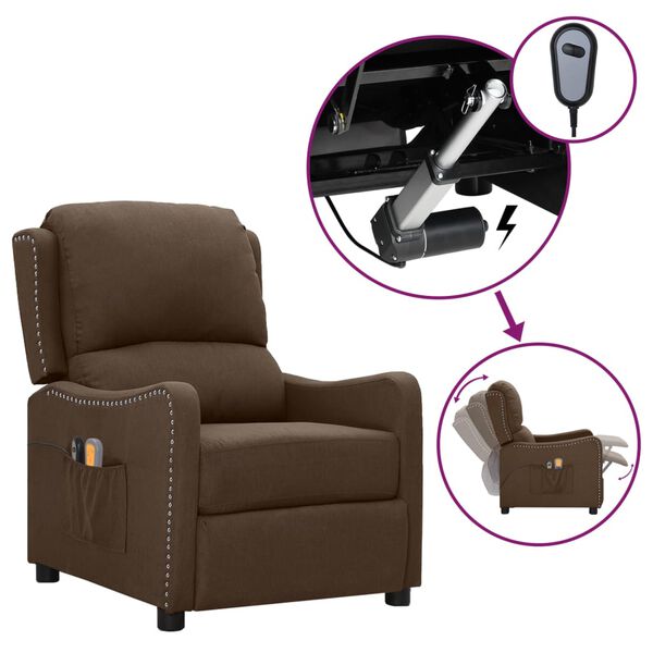 vidaXL Fauteuil électrique de massage Marron Tissu