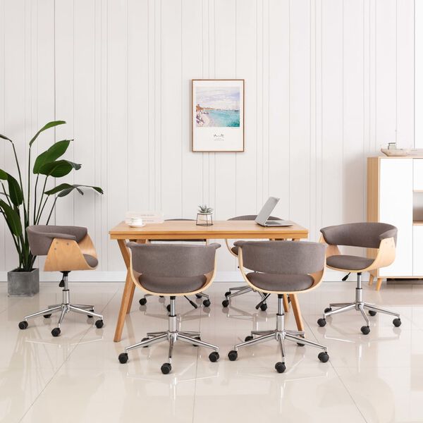 vidaXL Chaises pivotantes &agrave; manger lot de 6 taupe tissu