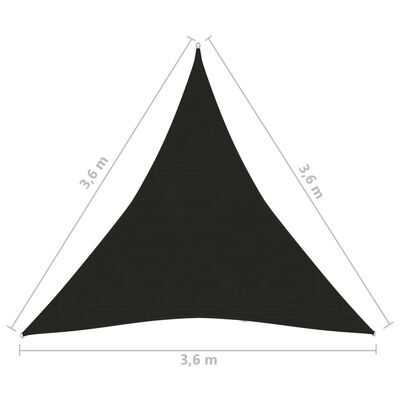 vidaXL Voile d'ombrage 160 g/m² Noir 3,6x3,6x3,6 m PEHD