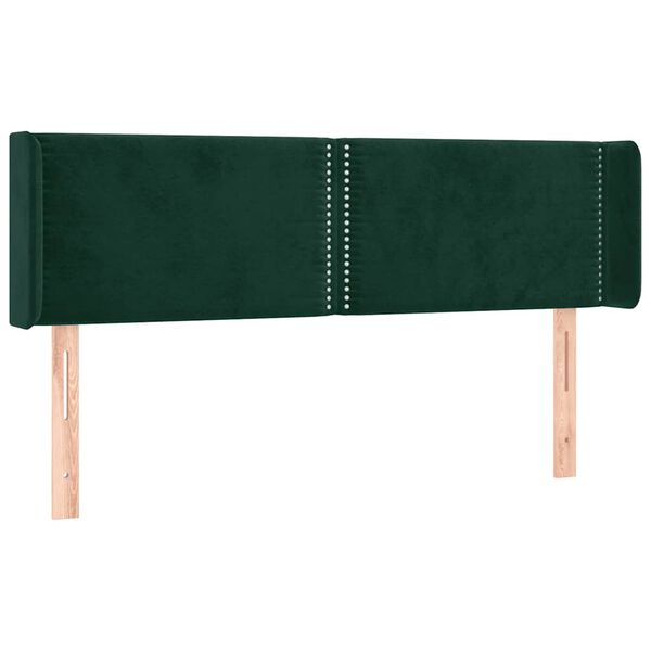 vidaXL T&ecirc;te de lit &agrave; LED Vert fonc&eacute; 147x16x78/88 cm Velours