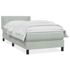 vidaXL Sommier &agrave; lattes de lit et matelas gris clair 90x210 cm velours