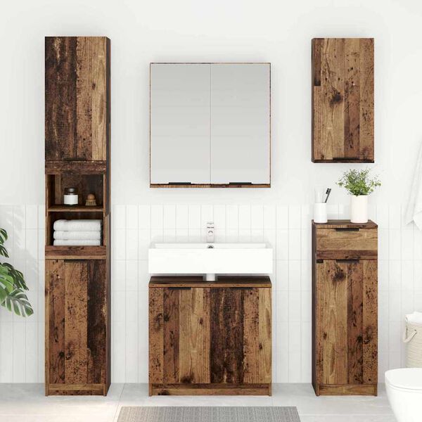 vidaXL Cabinet de salle de bain Bois Ancien 64,5 x 33,5 x 59 cm