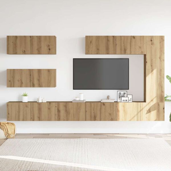 vidaXL Ensemble de meuble TV mural 7 pcs ch&ecirc;ne artisanal