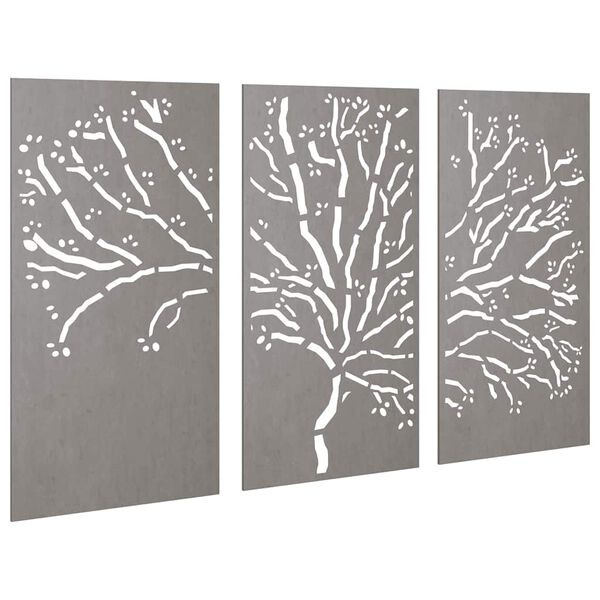 vidaXL D&eacute;corations murales jardin 3 pcs 105x55 cm design d'arbre acier