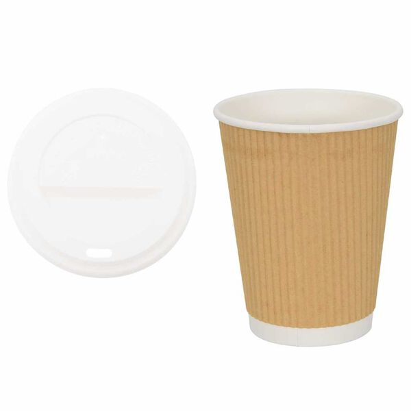 vidaXL Tasses &agrave; caf&eacute; en papier avec couvercles 1000 pcs 12oz 300ml