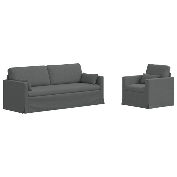 vidaXL Canap&eacute; 2 pcs Gris fonc&eacute; 198 x 78 x 80 cm tissu