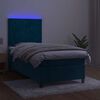 vidaXL Sommier &agrave; lattes de lit avec matelas LED Bleu fonc&eacute; 100x200 cm
