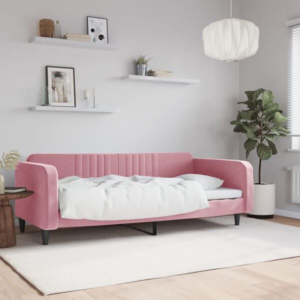 vidaXL Lit de repos rose 100x200 cm velours