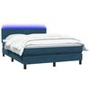 vidaXL Sommier &agrave; lattes de lit et matelas et LED bleu fonc&eacute; 160x210cm velours