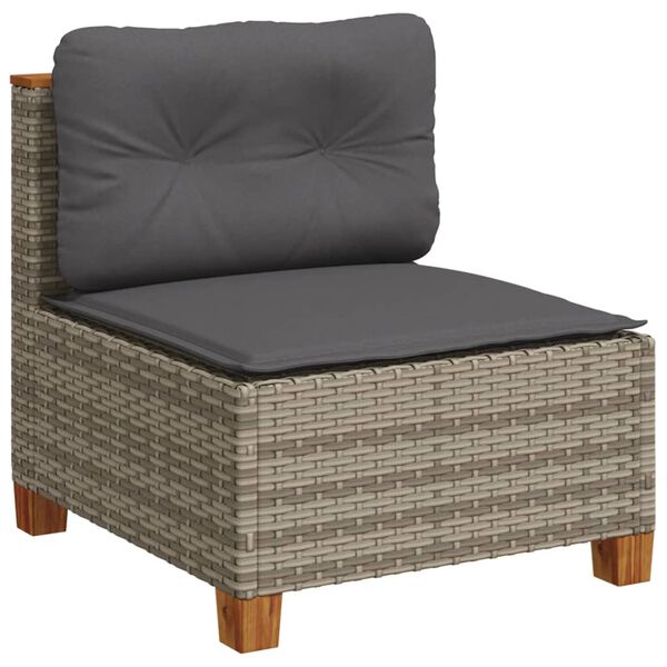 vidaXL Salon de jardin 4 pcs avec coussins gris r&eacute;sine tress&eacute;e