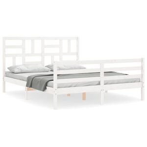 vidaXL Cadre de lit sans matelas blanc 160x200 cm bois massif