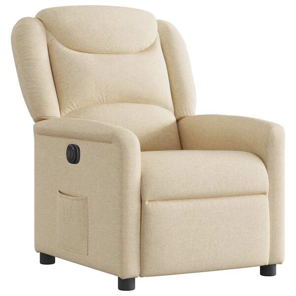 vidaXL Fauteuil inclinable &eacute;lectrique Cr&egrave;me Tissu