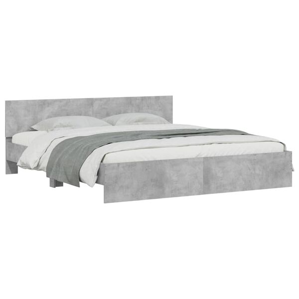 vidaXL Cadre de lit avec LED sans matelas gris b&eacute;ton 180x200 cm