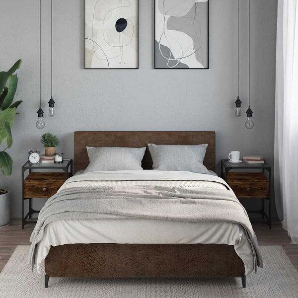 vidaXL Tables de chevet 2 pcs ch&ecirc;ne fum&eacute; 40x40x55 cm bois d'ing&eacute;nierie