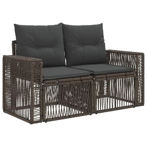 vidaXL Canap&eacute; de jardin 2-Nombre de places Gris polyrotin