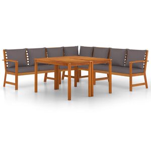 vidaXL Ensemble &agrave; manger de jardin coussins 7 pcs Bois acacia