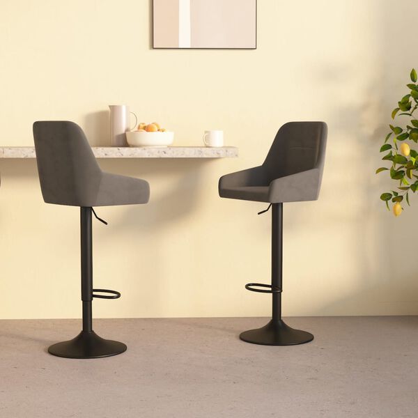 vidaXL Tabourets de bar lot de 2 gris fonc&eacute; velours