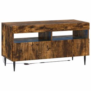 vidaXL Meuble TV LED HAARLEM 81 x 35 x 43 cm Ch&ecirc;ne fum&eacute;