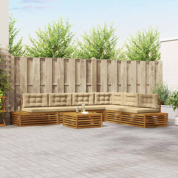 vidaXL Ensemble de canap&eacute;s d'ext&eacute;rieur 7 Pi&egrave;ce Naturel et Beige