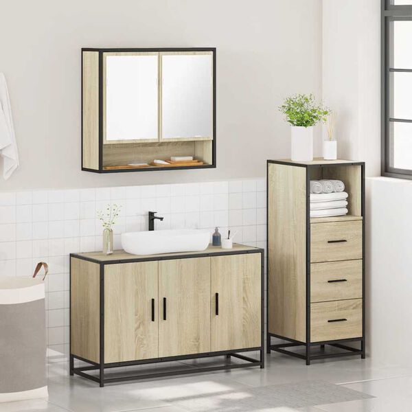 vidaXL Ensemble de meubles de salle de bain 3 pcs chêne sonoma