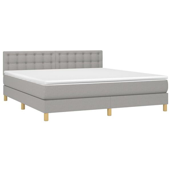 vidaXL Sommier &agrave; lattes de lit matelas LED Gris clair 160x200 cm Tissu