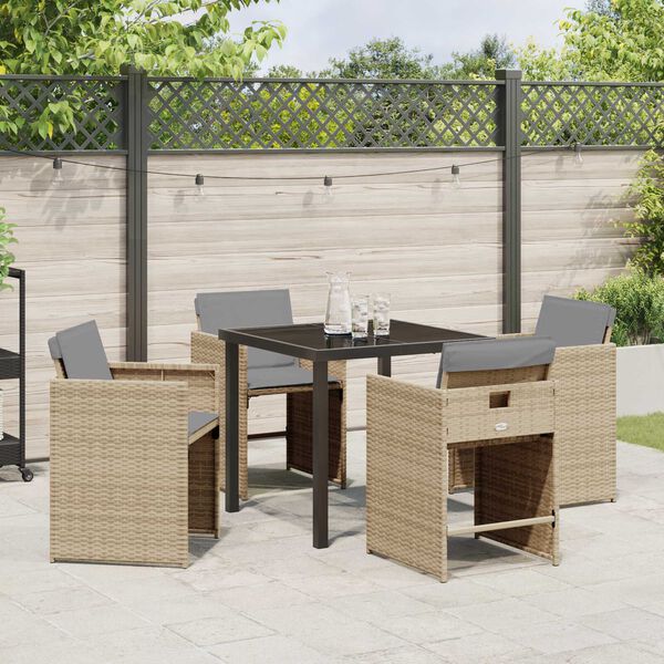 vidaXL Ensemble de salle &agrave; manger pour jardin 5 pcs Beige polyrotin