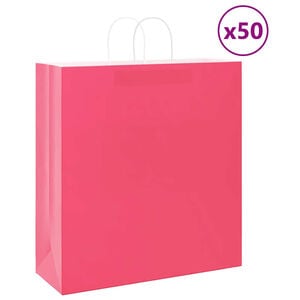 vidaXL Sacs en papier 50 pcs avec poign&eacute;es rose 45x17x48 cm