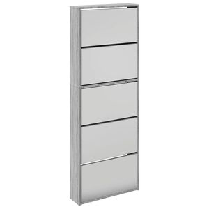 vidaXL Armoire &agrave; chaussures miroir 5 niveaux sonoma gris 63x17x169,5cm
