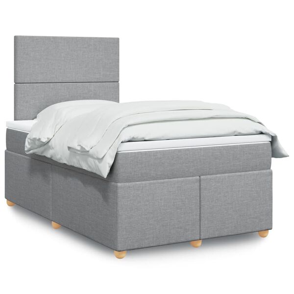 vidaXL Sommier &agrave; lattes de lit avec matelas Gris clair 120x200cm Tissu