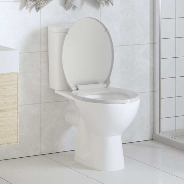 vidaXL Abattant WC &agrave; fermeture en douceur Blanc Ovale