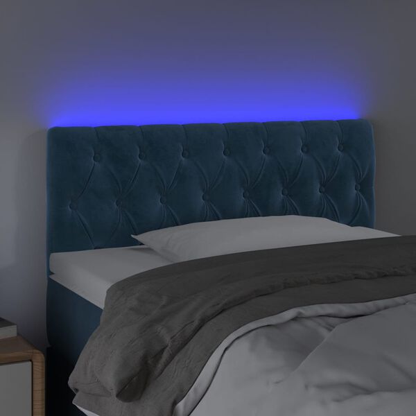 vidaXL T&ecirc;te de lit &agrave; LED Bleu fonc&eacute; 100x7x78/88 cm Velours