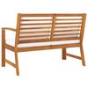 vidaXL Banc de jardin 114,5 cm avec coussin crème Bois solide d'acacia
